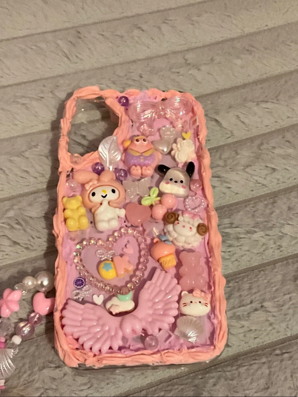 Pink Custom Decorative iPhone 16 Phone Case with Custom phone charm